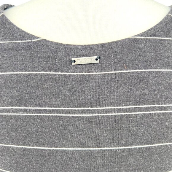 PrAna Striped Janey Foundation Dress Black Charcoal White Tencel Size Medium - Picture 10 of 15
